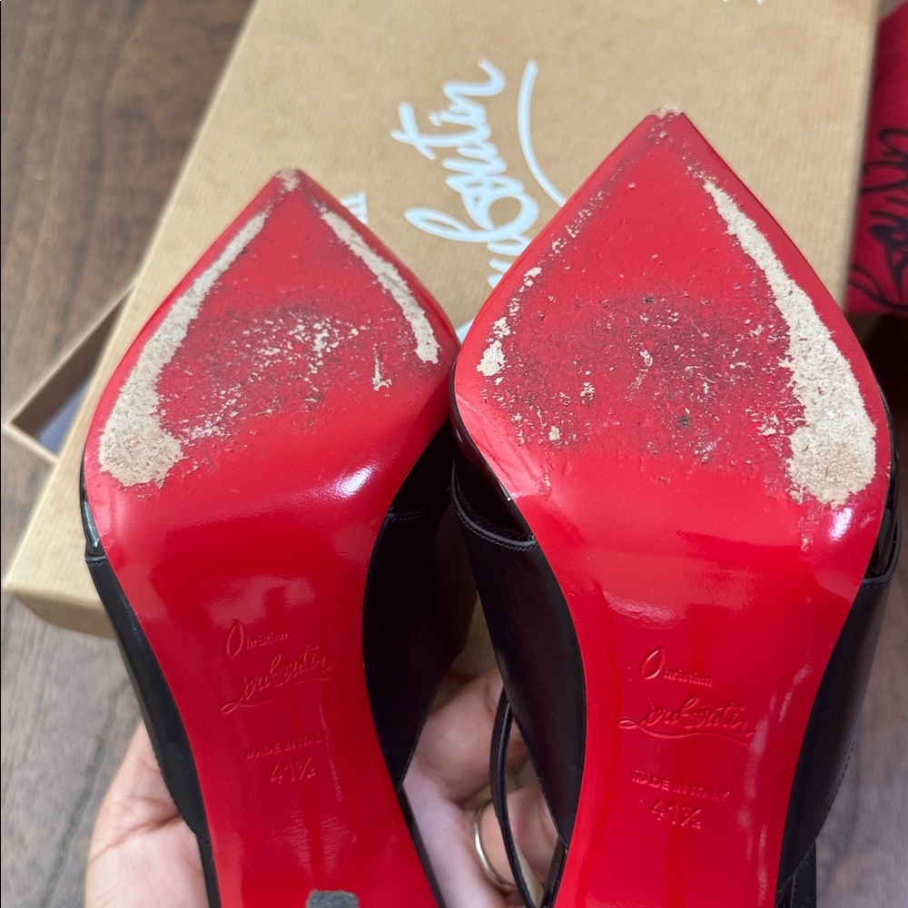 Christian Louboutin Crissos 100 Patent & Nappa Shiny Leather Pump Size 41.5 - Picture 12 of 14